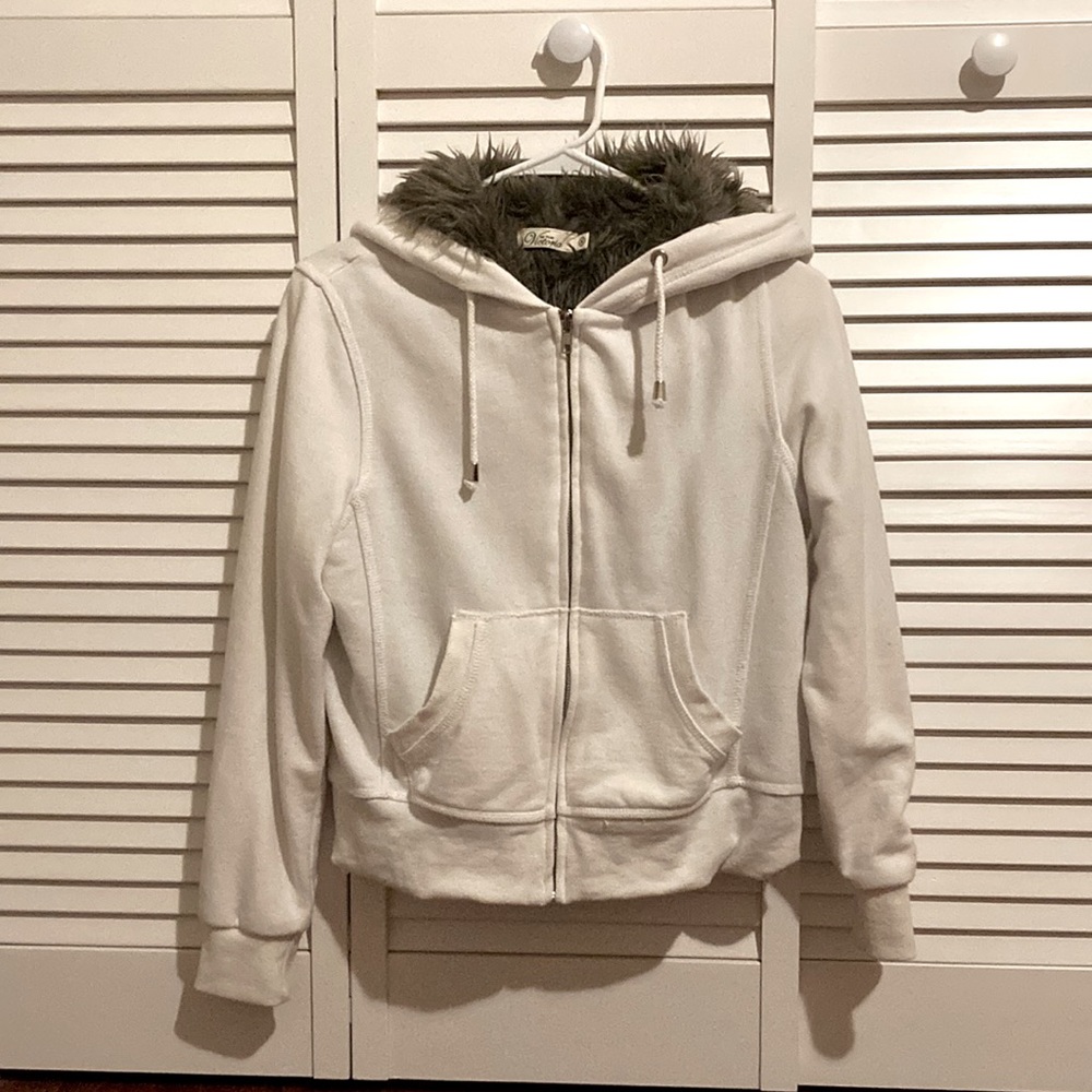 White Furry Hood Jacket